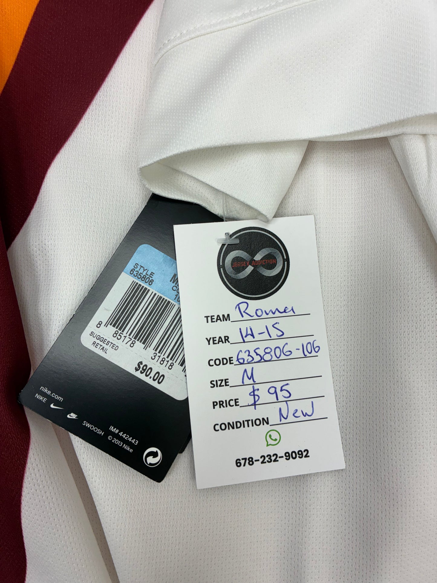 2014-15 AS Roma Away Jersey / Medium / New