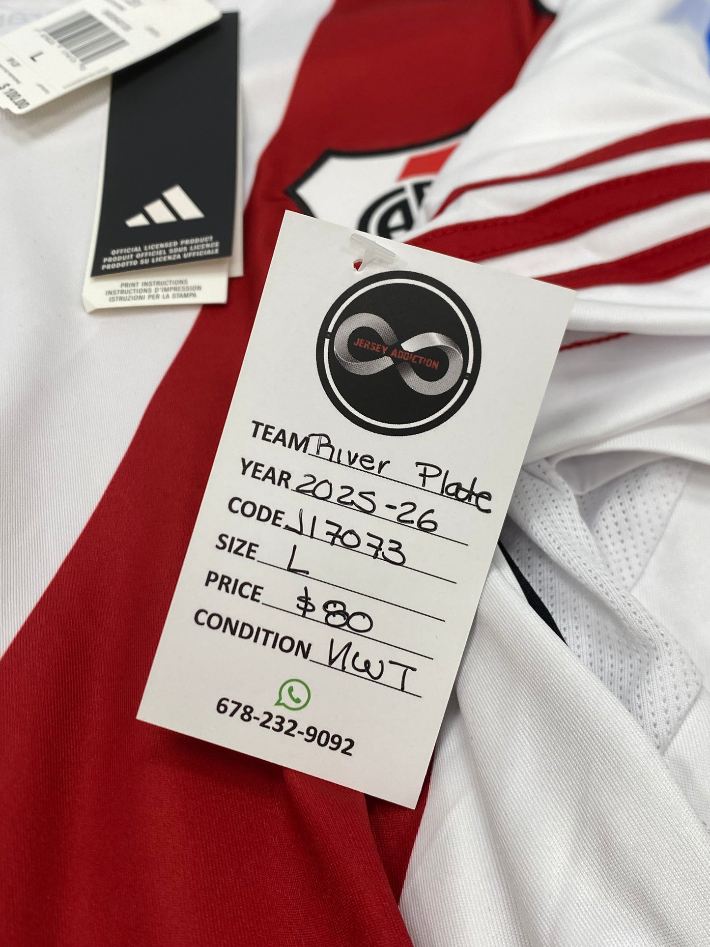 2025-26 River Plate Home Jersey / Large / New