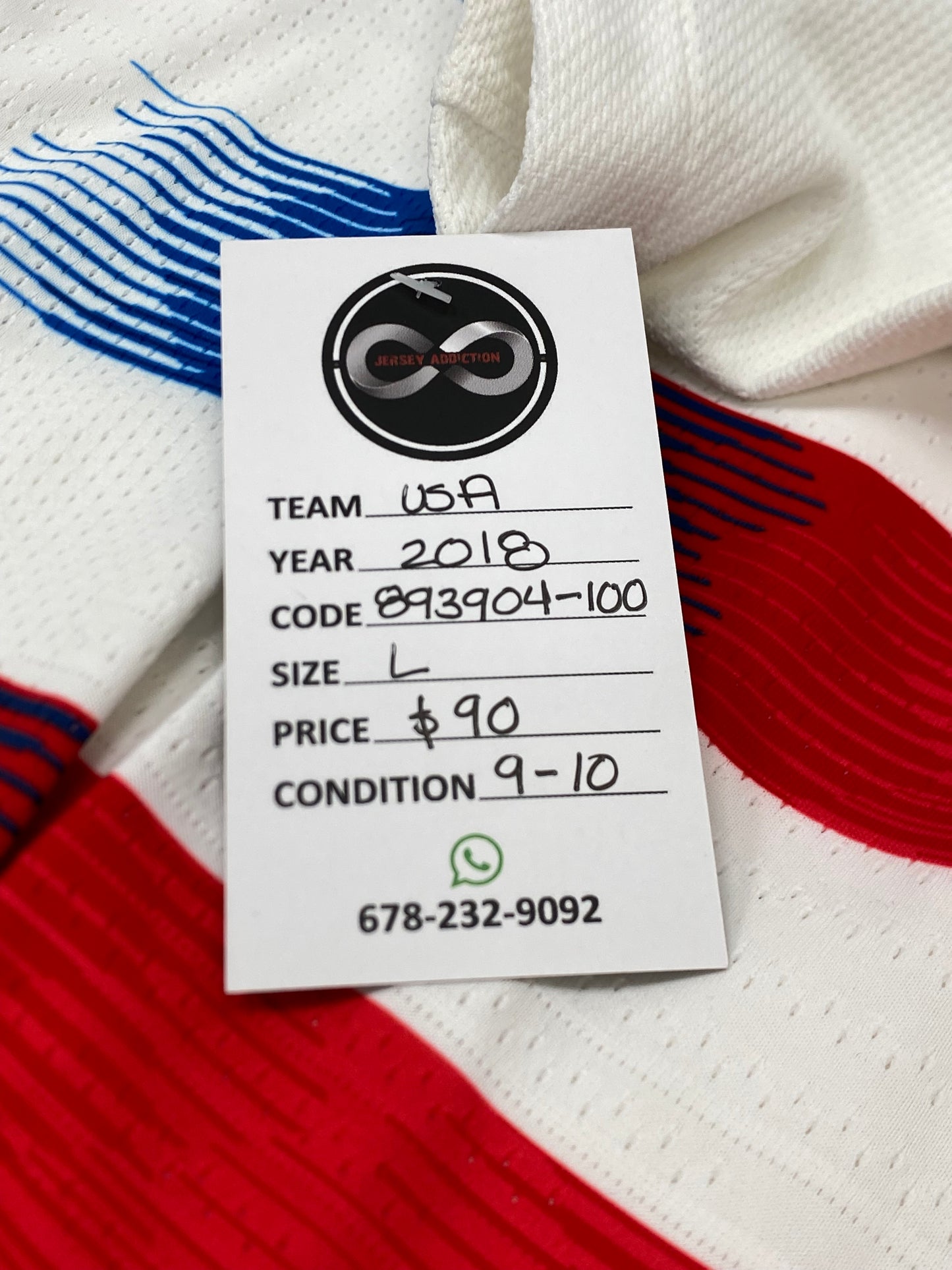 2018 USA Home Jersey / Large / 9/10