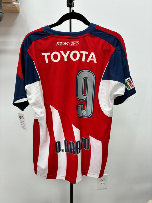 2008-09 Chivas de Guadalajara 9 O.Bravo Home Jersey / Medium / 7/10