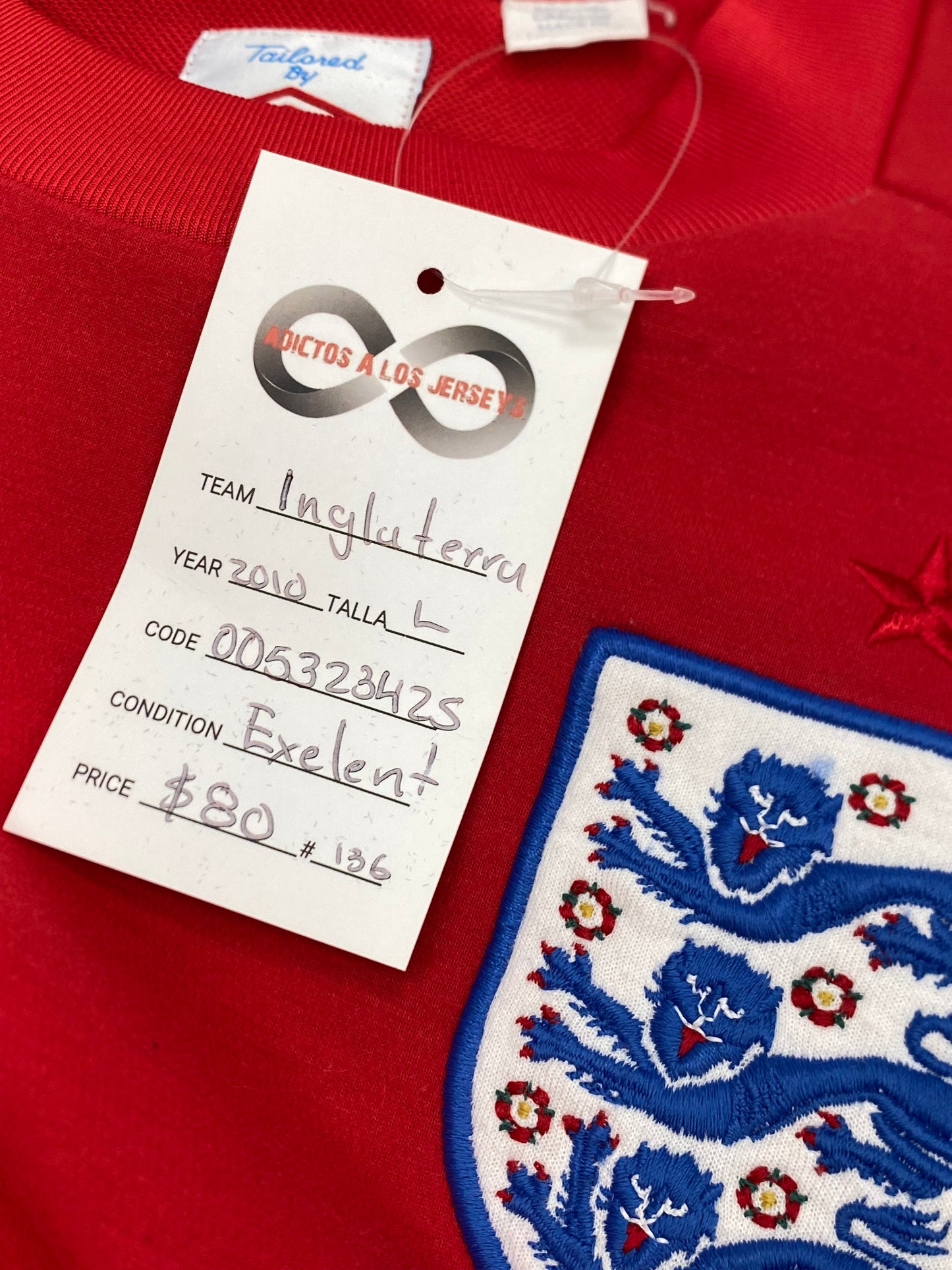 2010 England Away Jersey / Large / Excellent