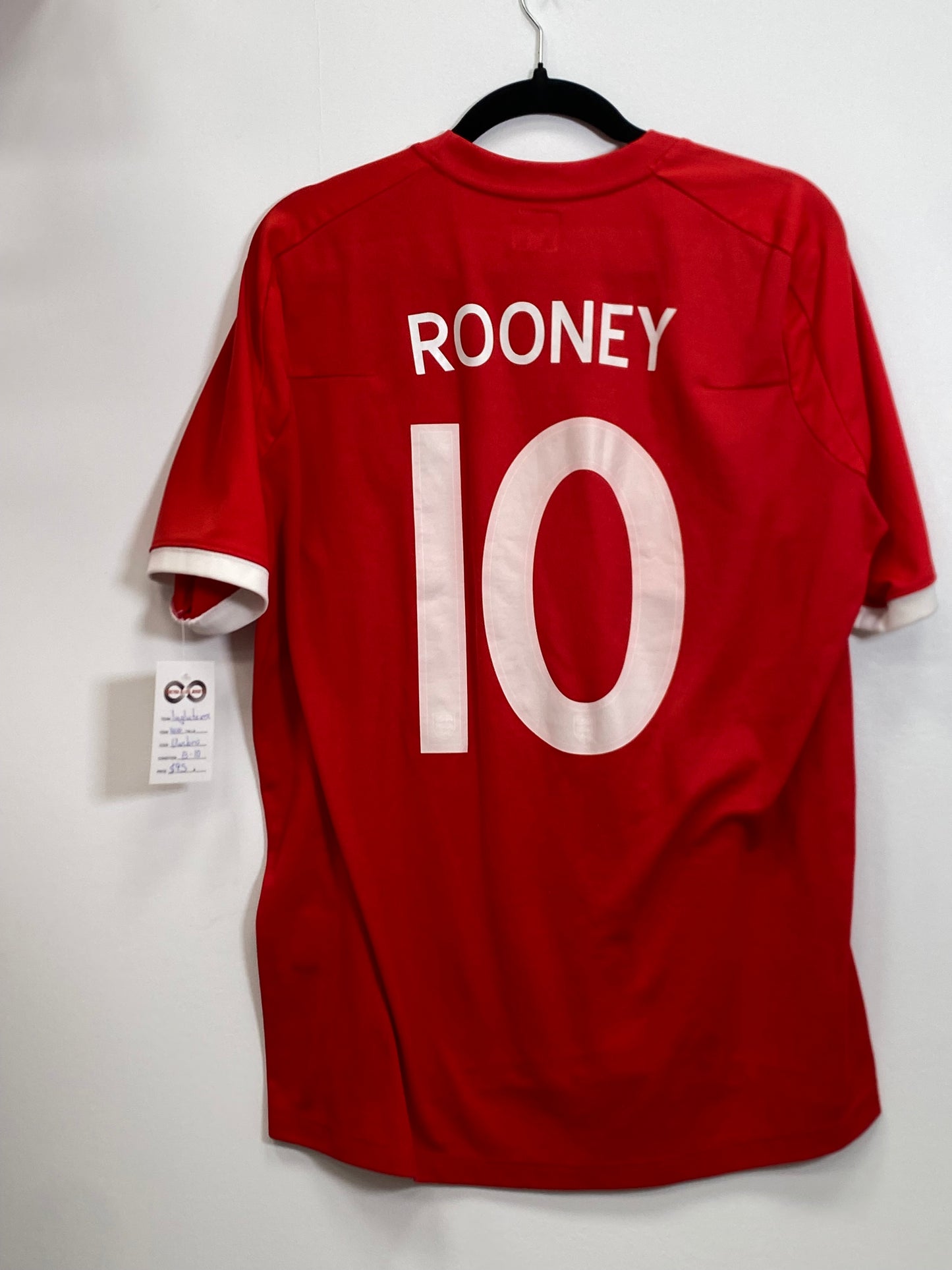 2010 England Rooney 10 Away Jersey / Large / 8/10