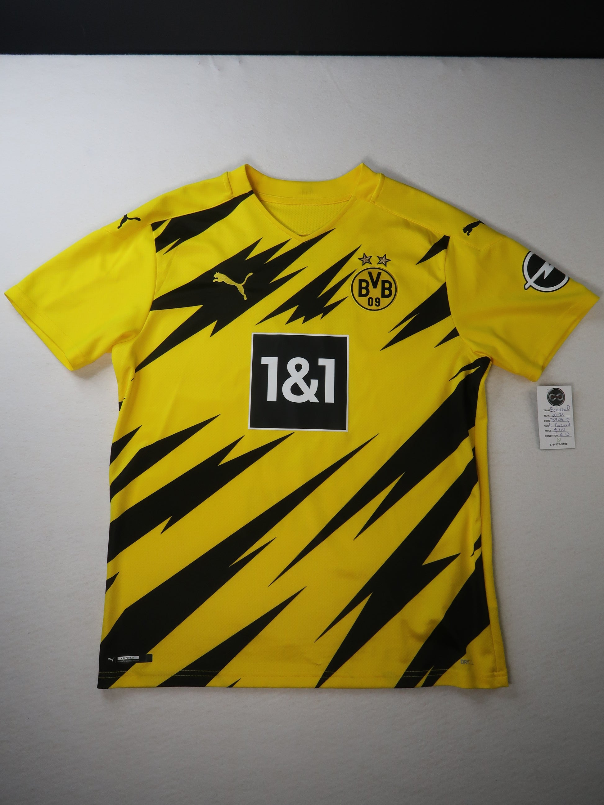 2020-21 Borussia Dortmund home jersey front, yellow with 1&1 sponsor