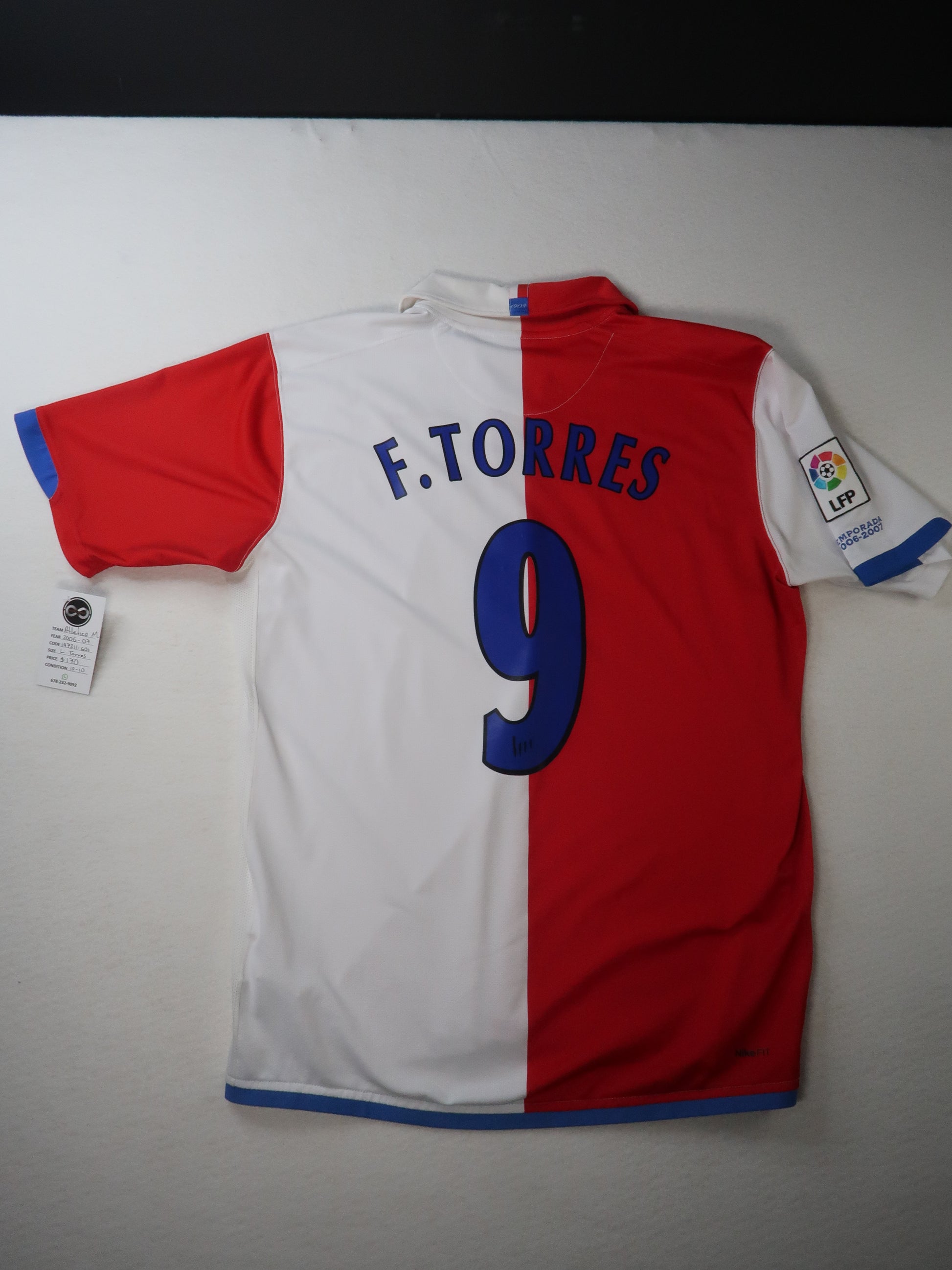 2006-07 Atlético Madrid home jersey back, F. TORRES 9 printed
