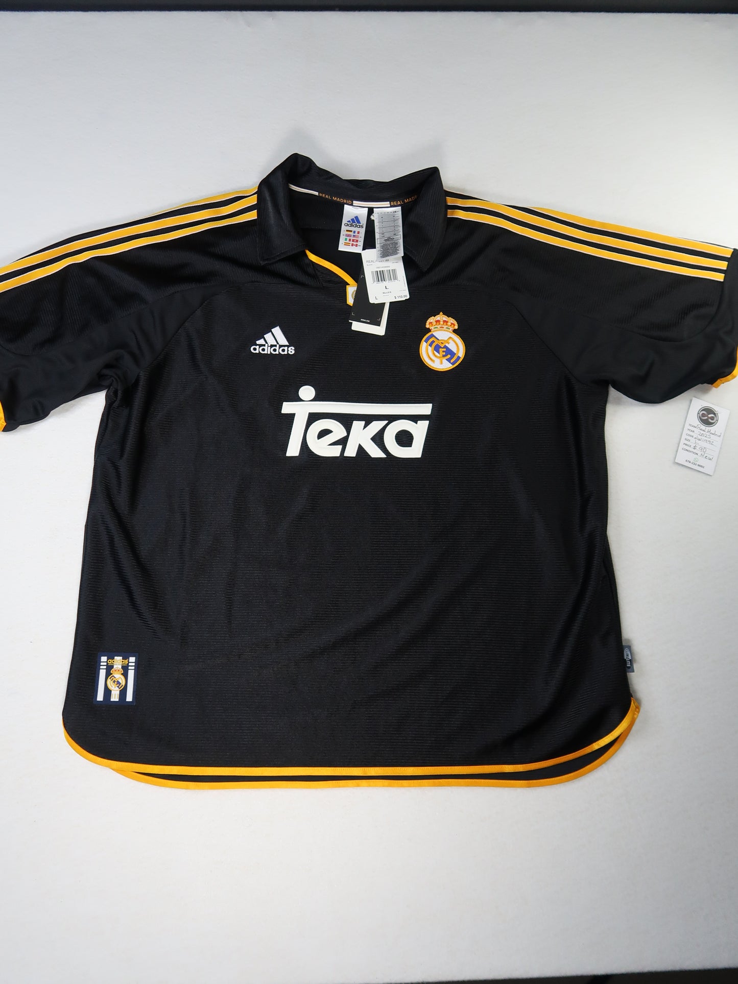 2025 Real Madrid 1999-2000 Bring-Back away jersey front, black with gold trim and Teka sponsor