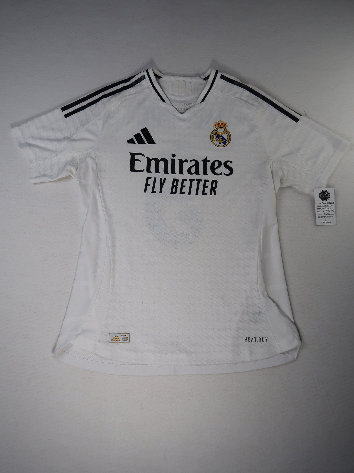 2024-25 Real Madrid home jersey front, white with Emirates Fly Better sponsor