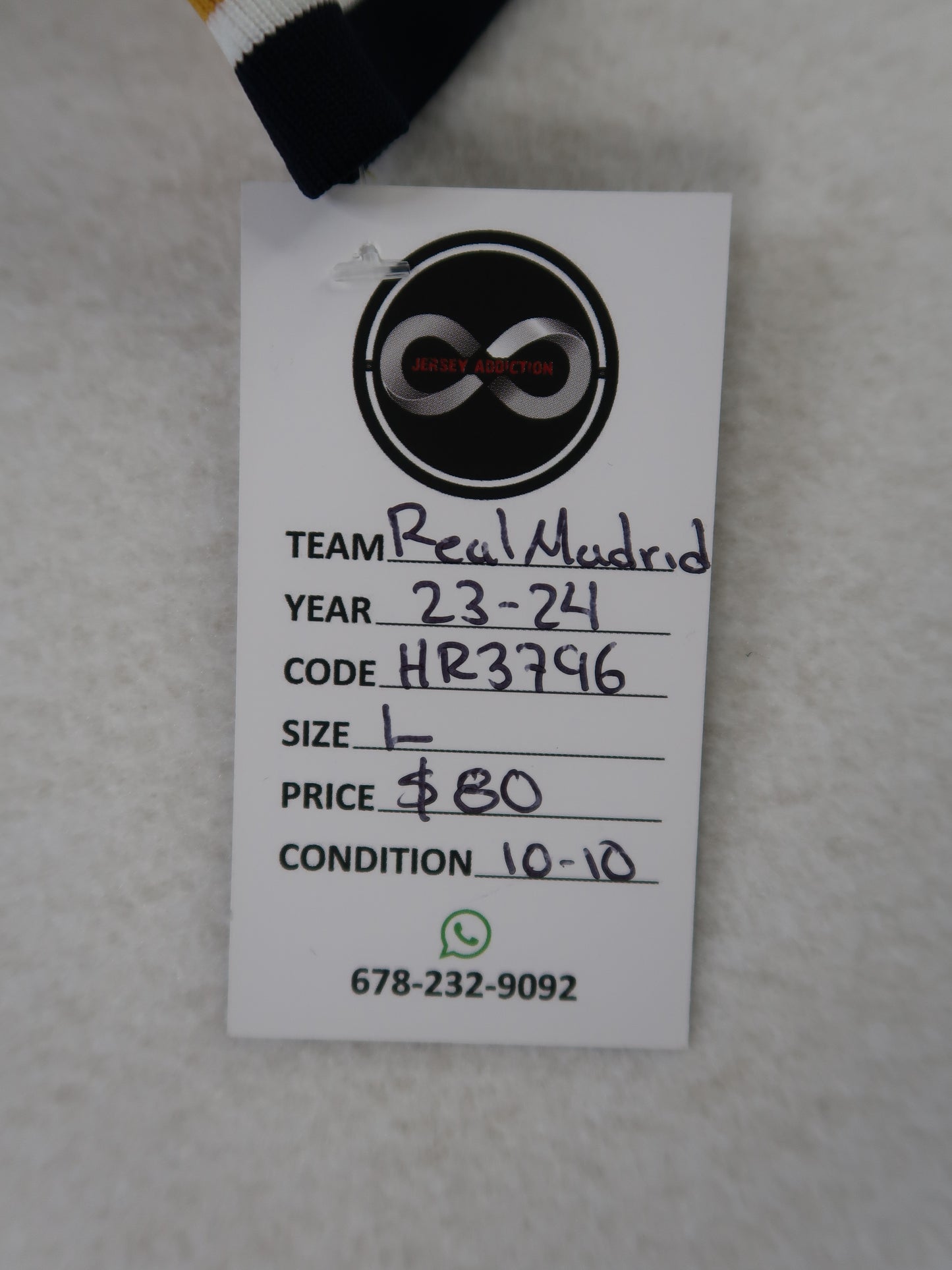Jersey Addiction authenticity tag - Real Madrid, 23-24, Size L, $80, 10/10
