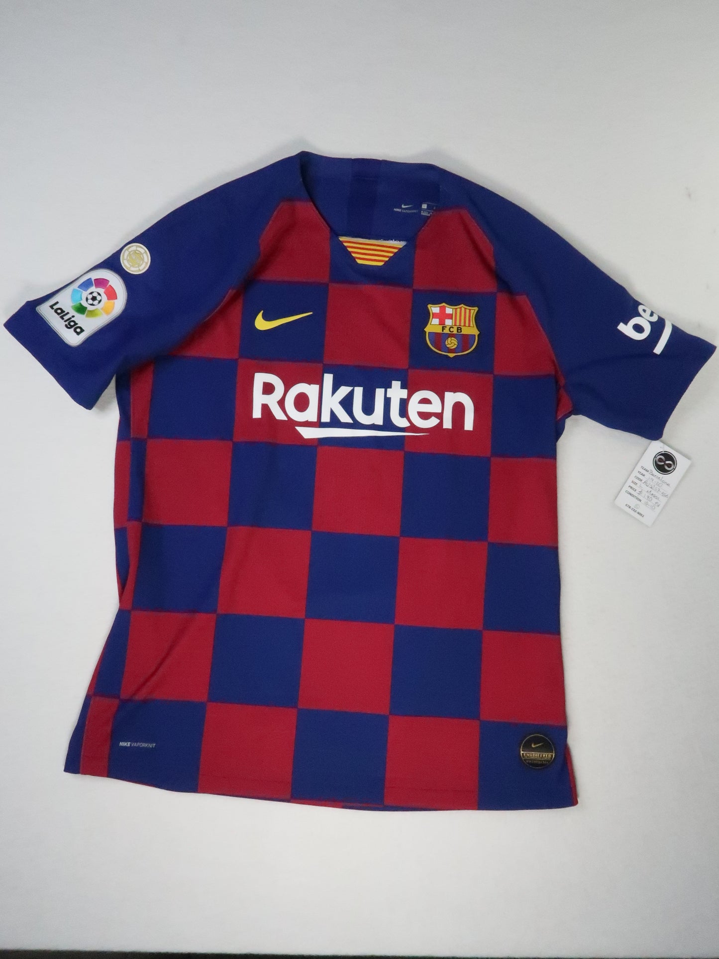 2019-20 FC Barcelona Player Version jersey front, blue and red checkerboard with Rakuten sponsor