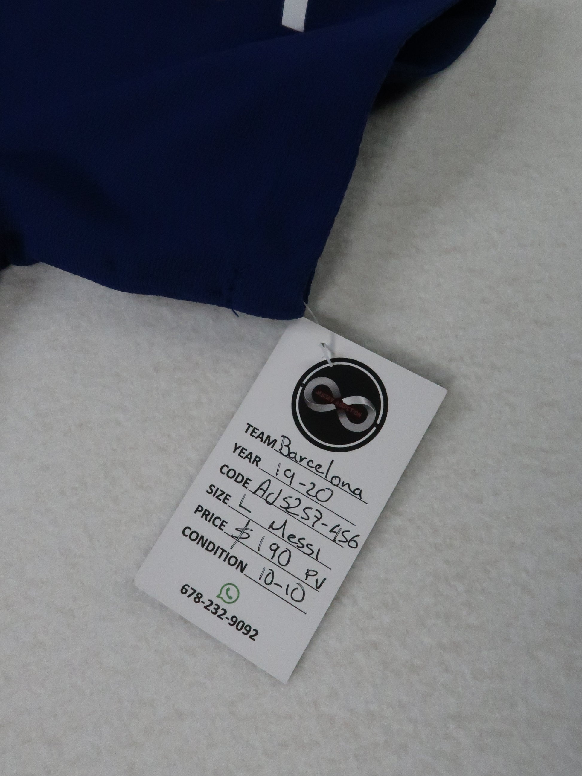 Jersey Addiction authenticity tag - Barcelona, 2019-20, Messi, Player Version, Size L, $190, 10/10