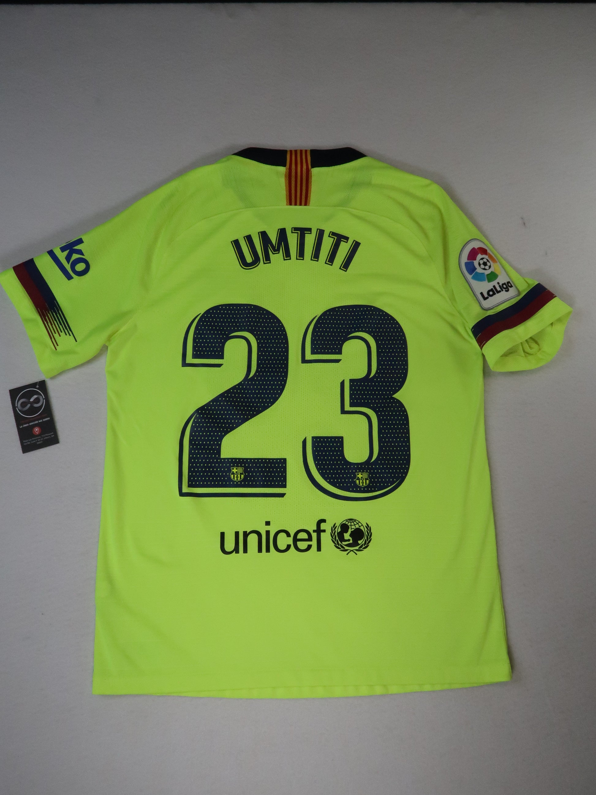 2018-19 FC Barcelona Player Version away jersey back, UMTITI 23 printed