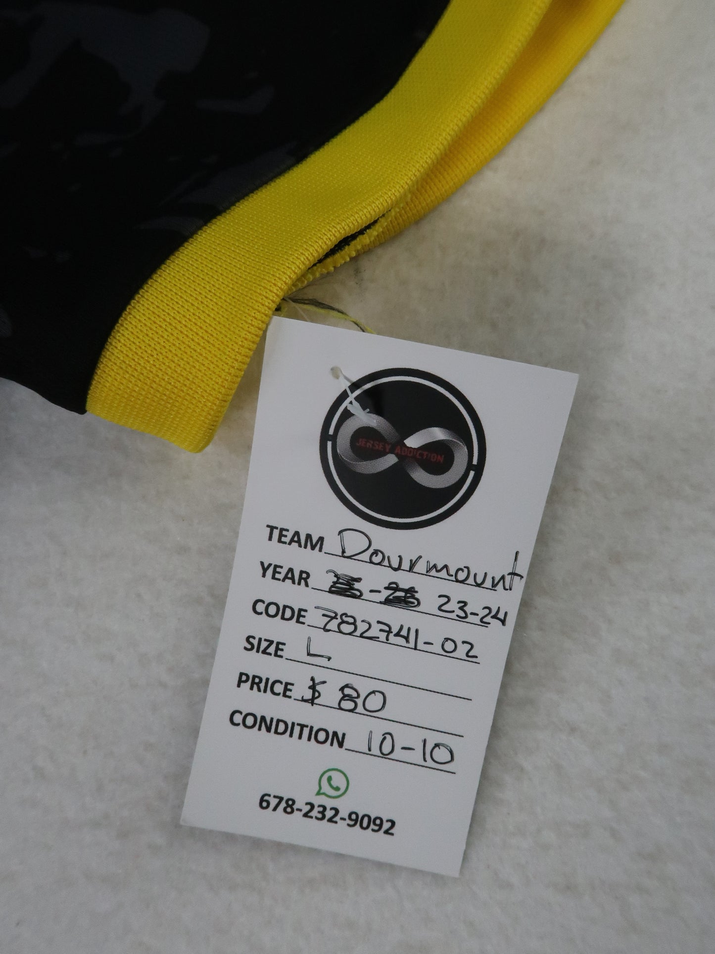 Jersey Addiction authenticity tag - Dortmund, 2023-24, Size L, $80, 10/10