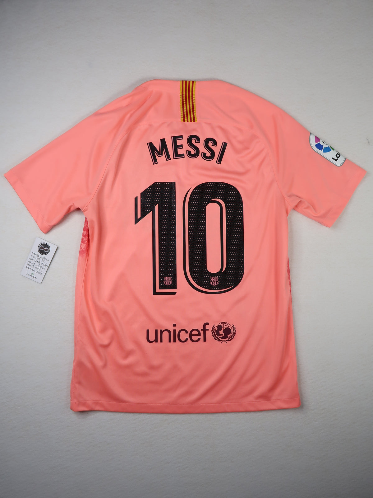 2018-19 Barcelona Messi Away Jersey back with nameset