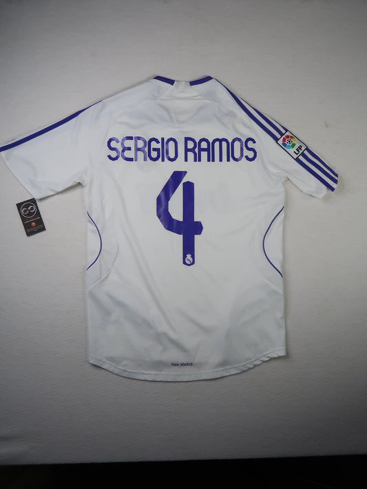 2007-08 Real Madrid Sergio Ramos 4 Home Jersey back with nameset