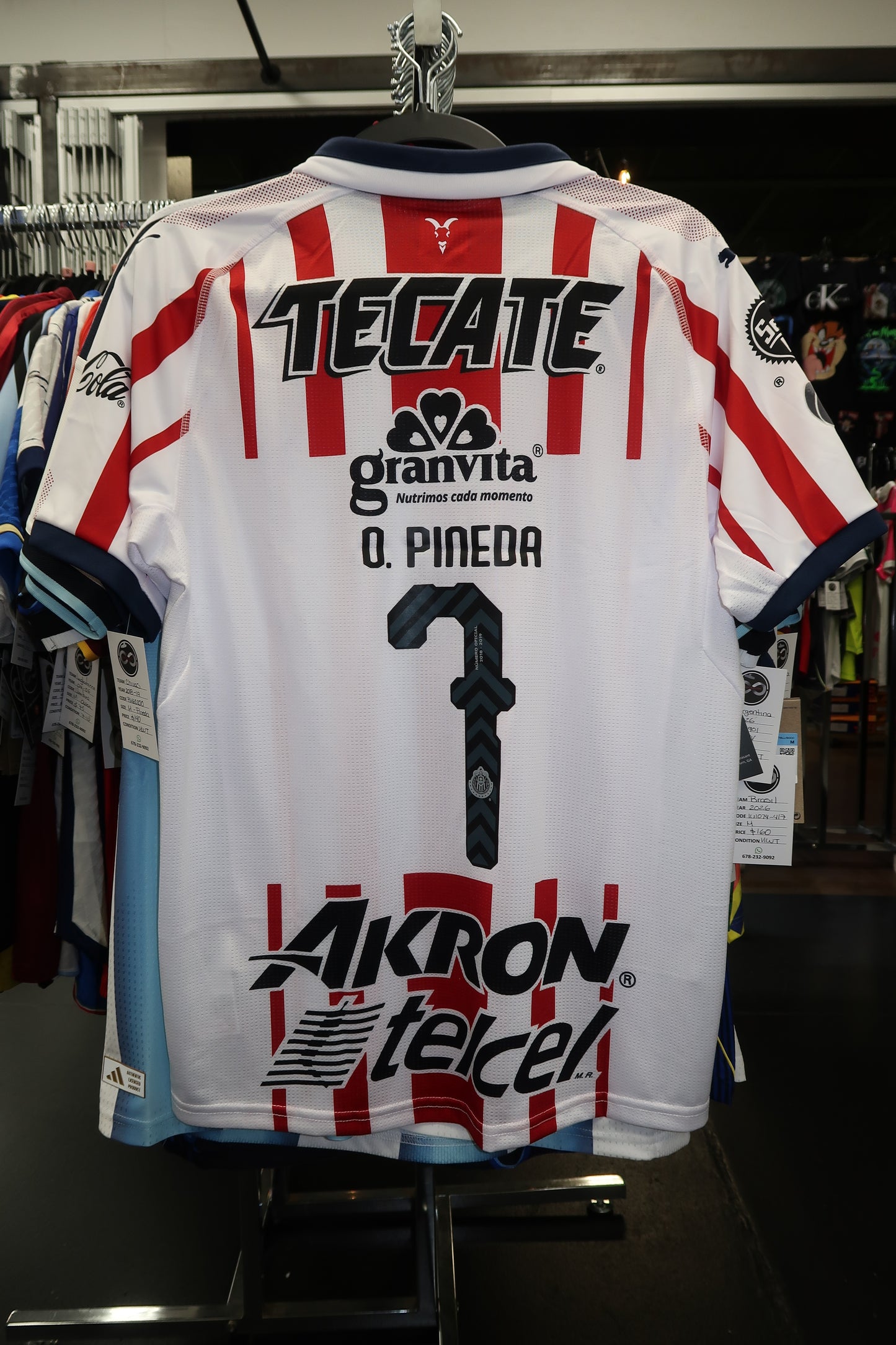 2018-19 Chivas Guadalajara O. Pineda 7 Home Jersey / M / 10-10