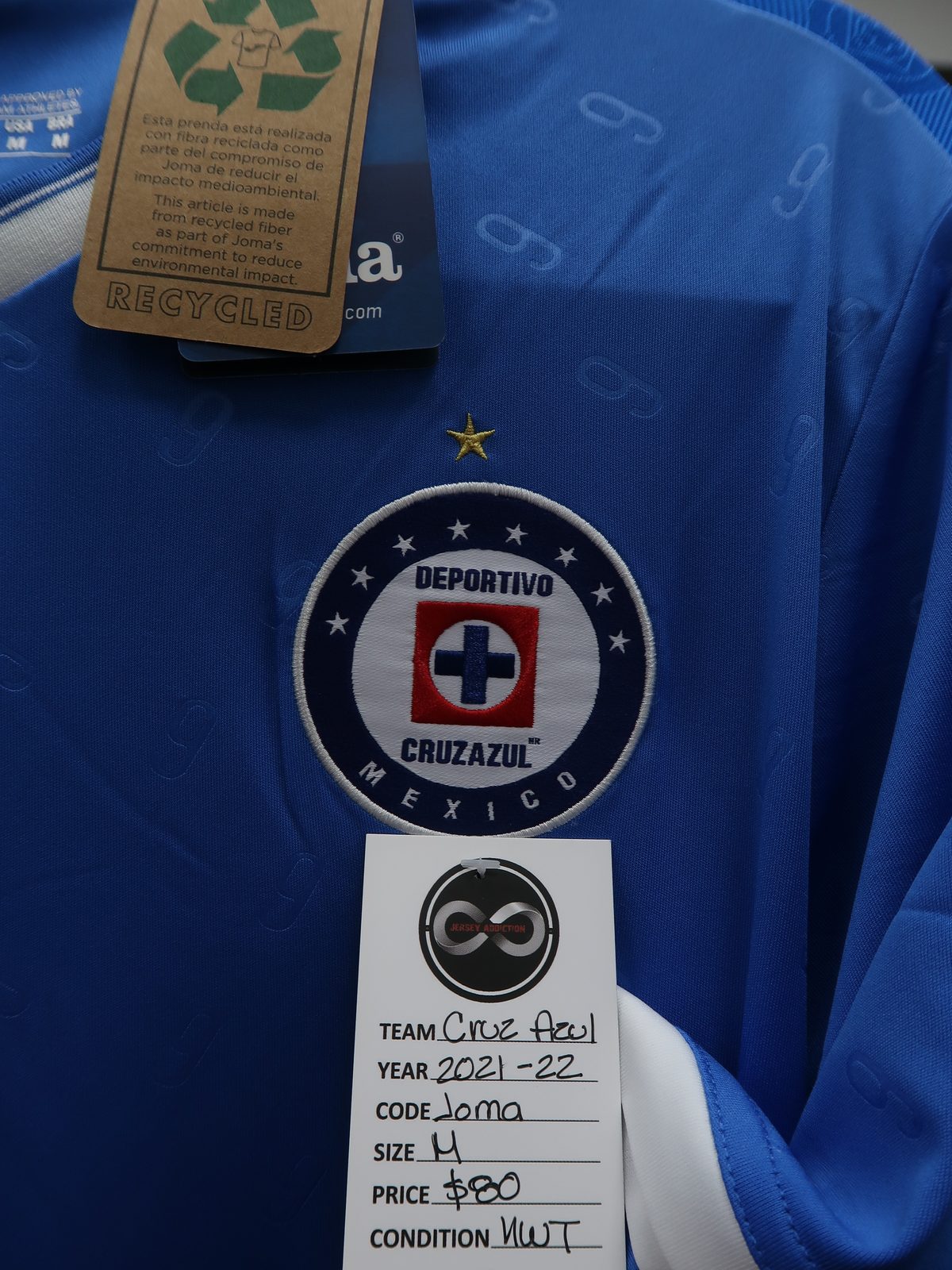 Cruz Azul 2021-22 Home Jersey tag