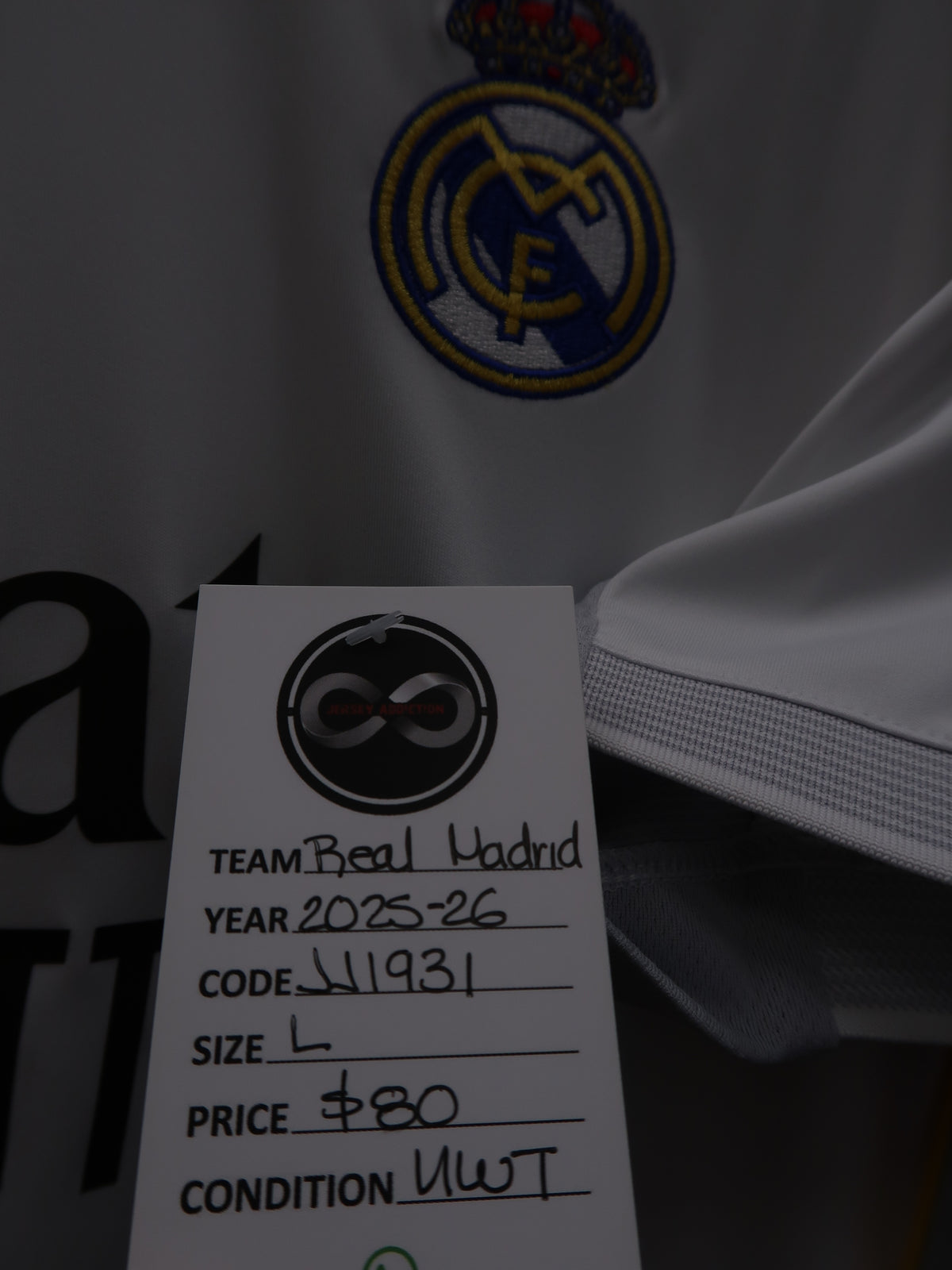 2025-26 Real Madrid Home Jersey / Large / New