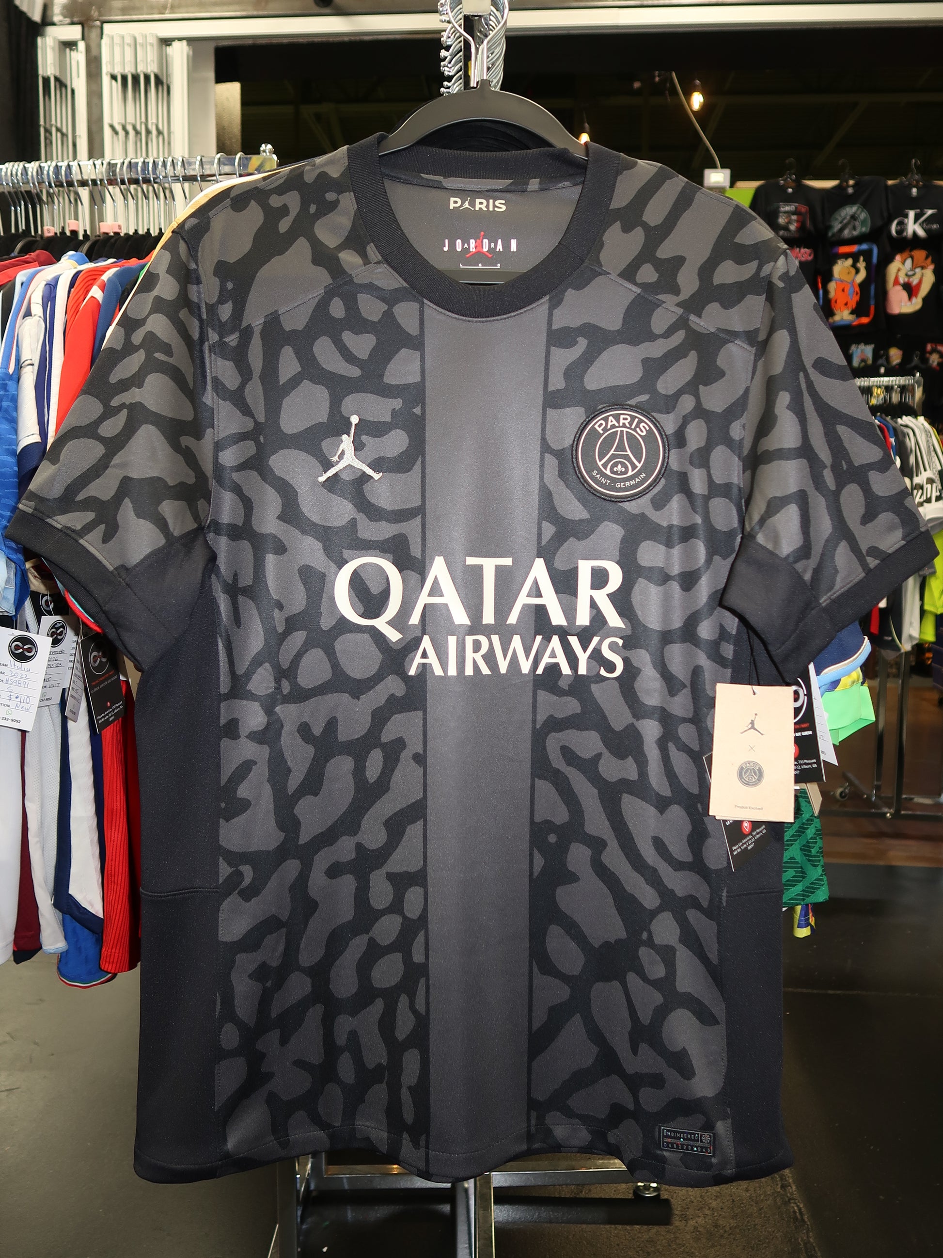 2023 PSG Black Jordan Jersey front