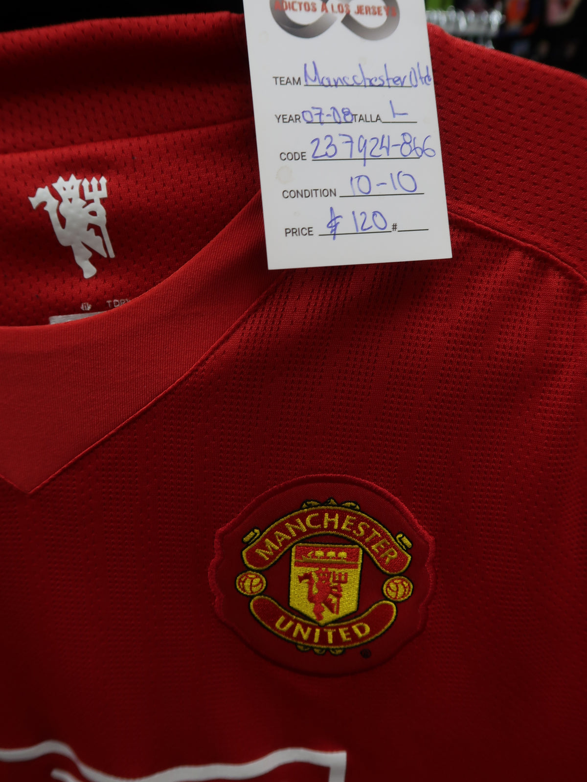 2007-08 Manchester United Retro Home Jersey / Large / 10/10