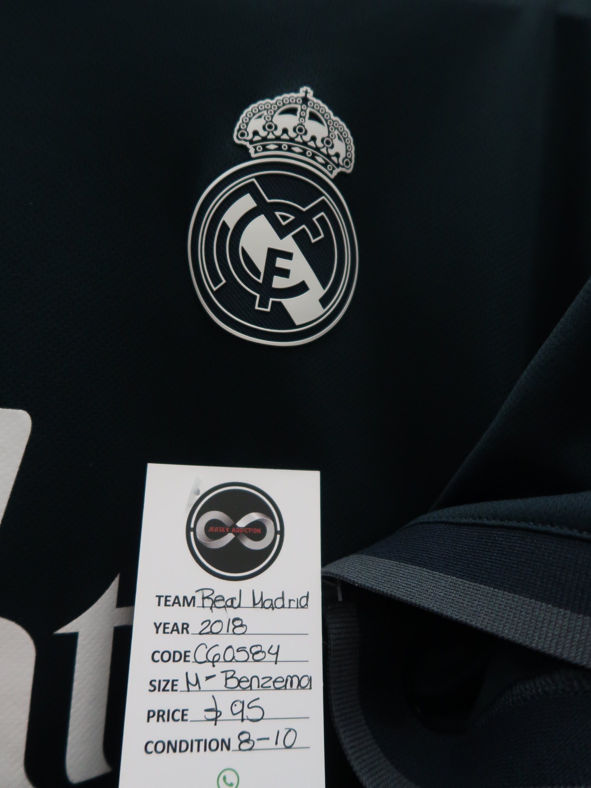 2018 Real Madrid Benzema 9 Away Jersey tag