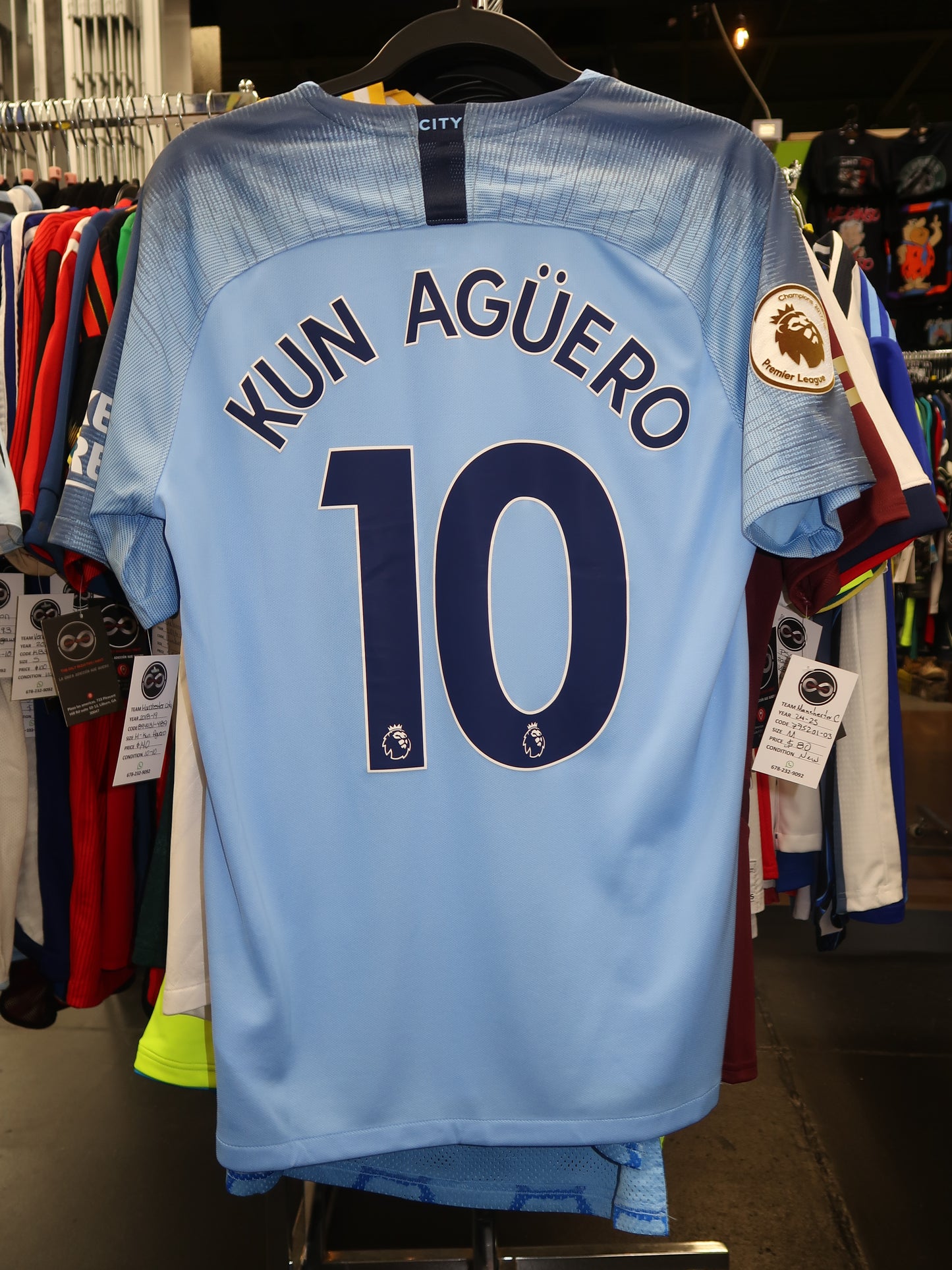 2018-19 Manchester City Aguero 10 Home Jersey M 10/10