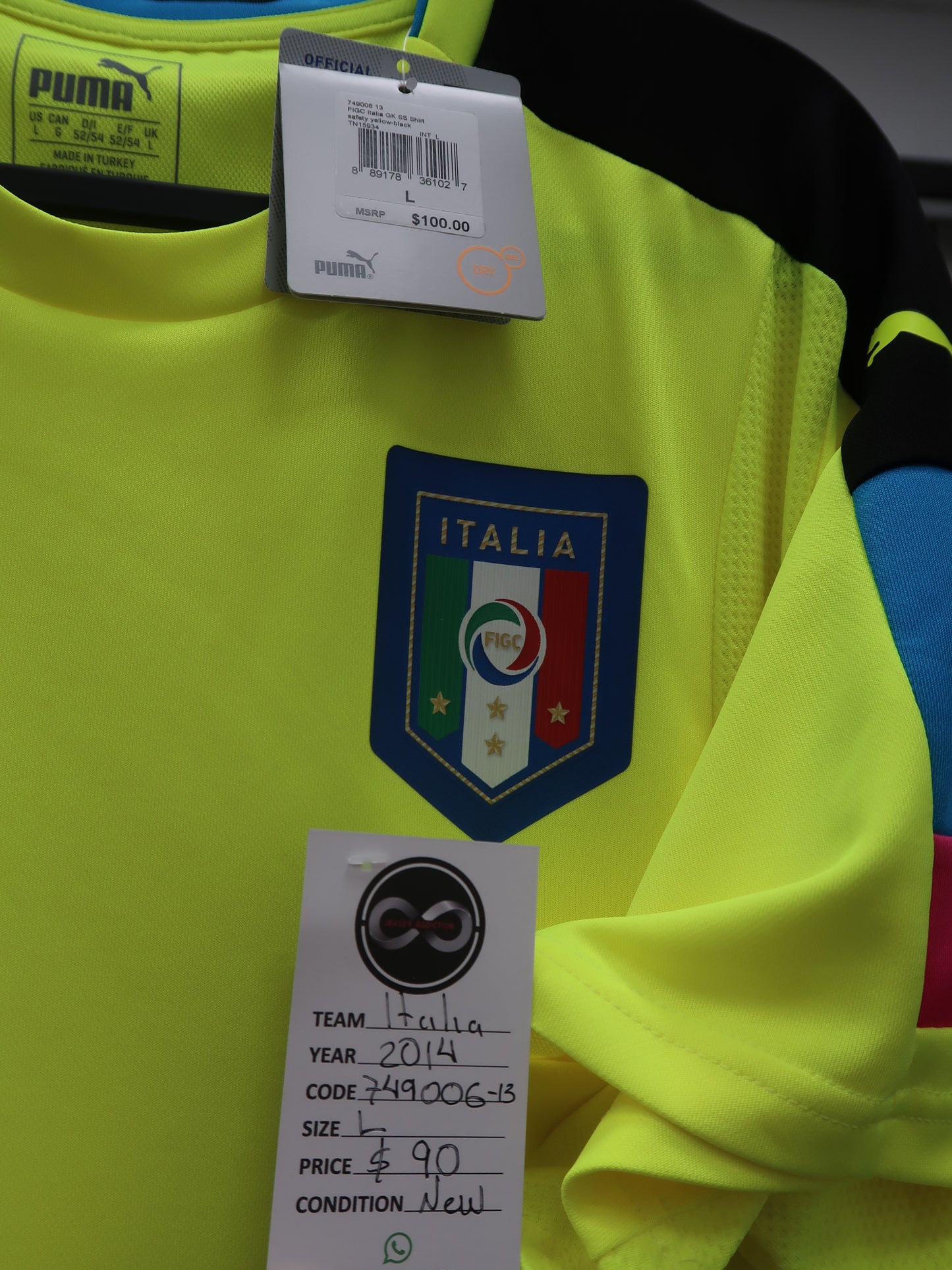 2014 Italy Goalkeeper Jersey L New