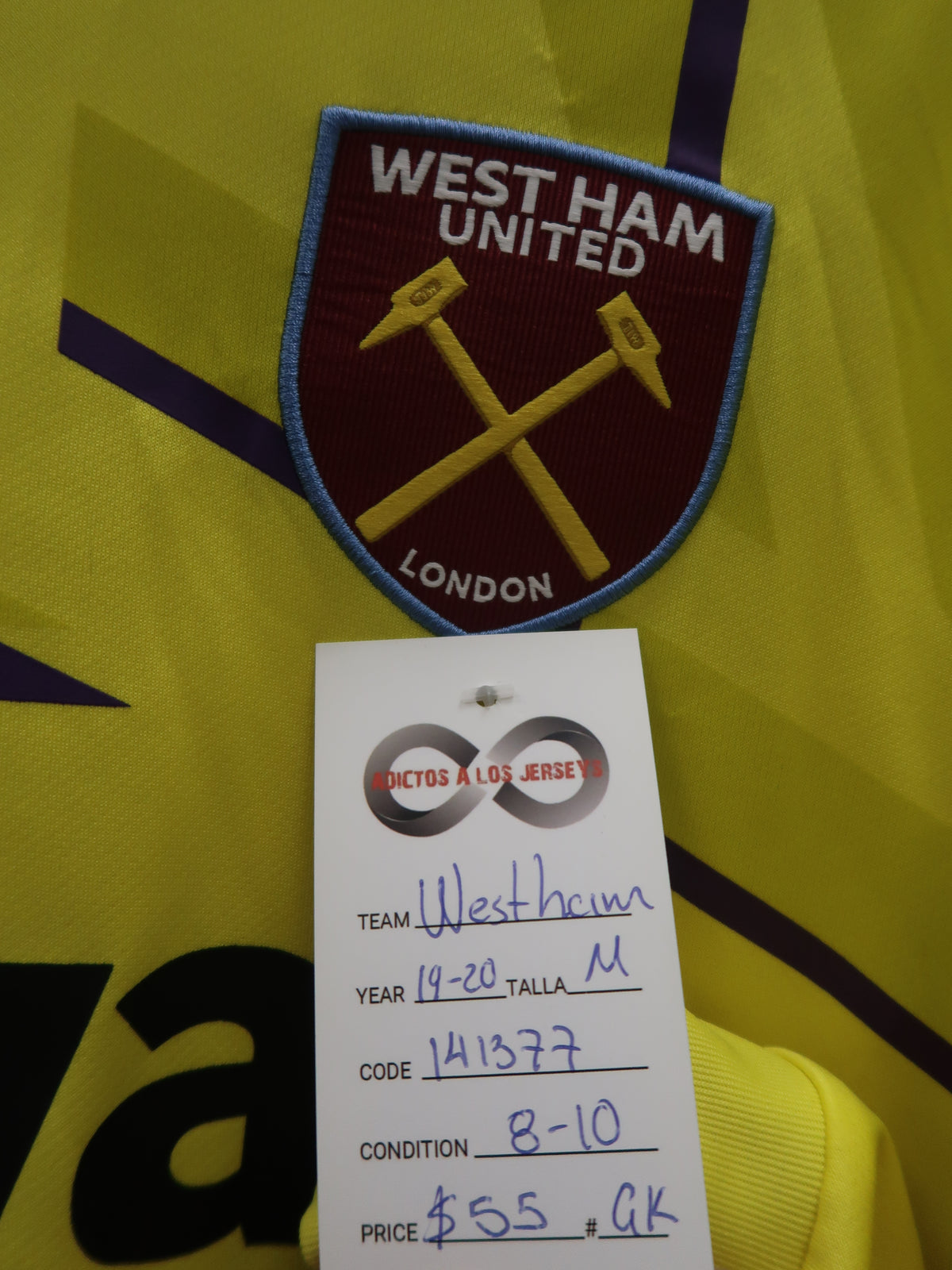 2019-20 West Ham United Goalkeeper Jersey M 8/10