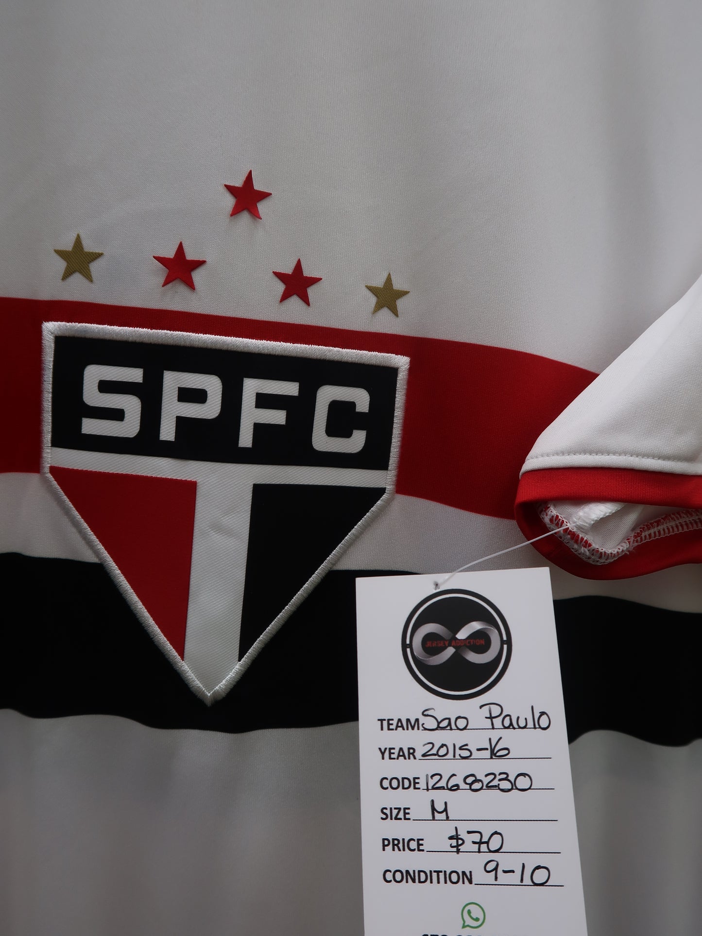 2015-16 São Paulo FC Home Jersey M 9/10