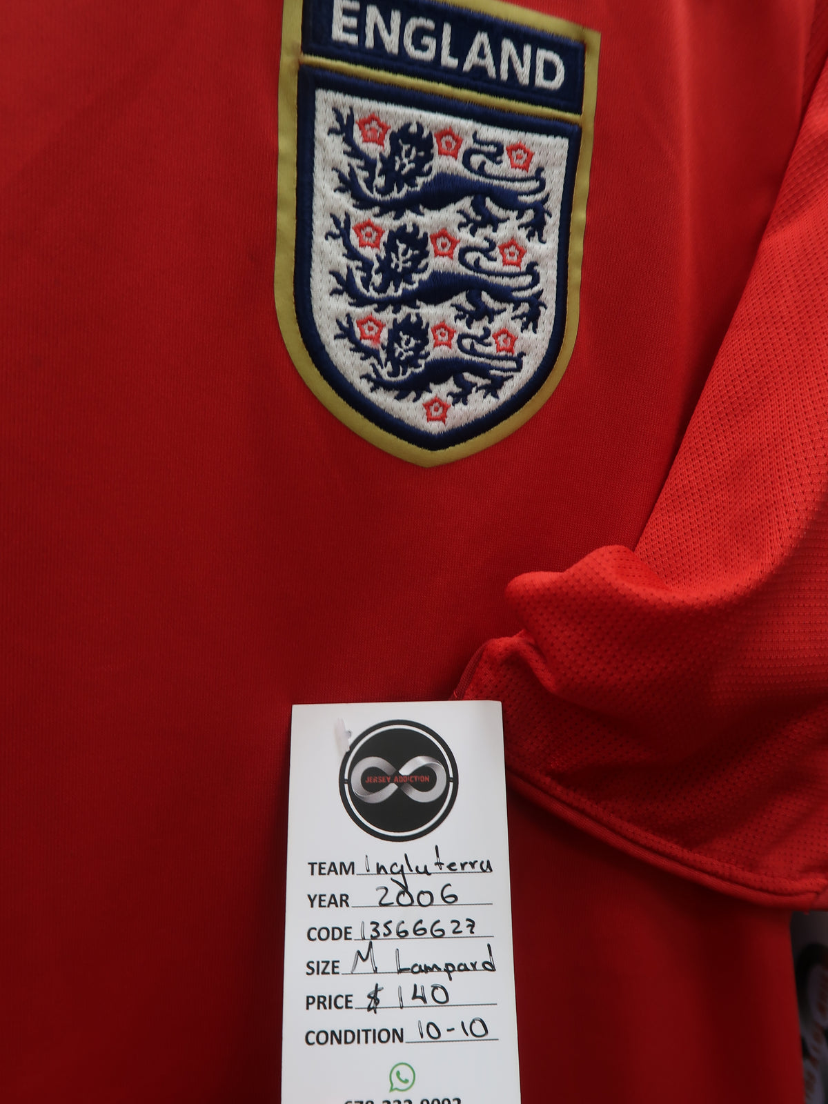 2006 England Lampard 8 Away Jersey tag