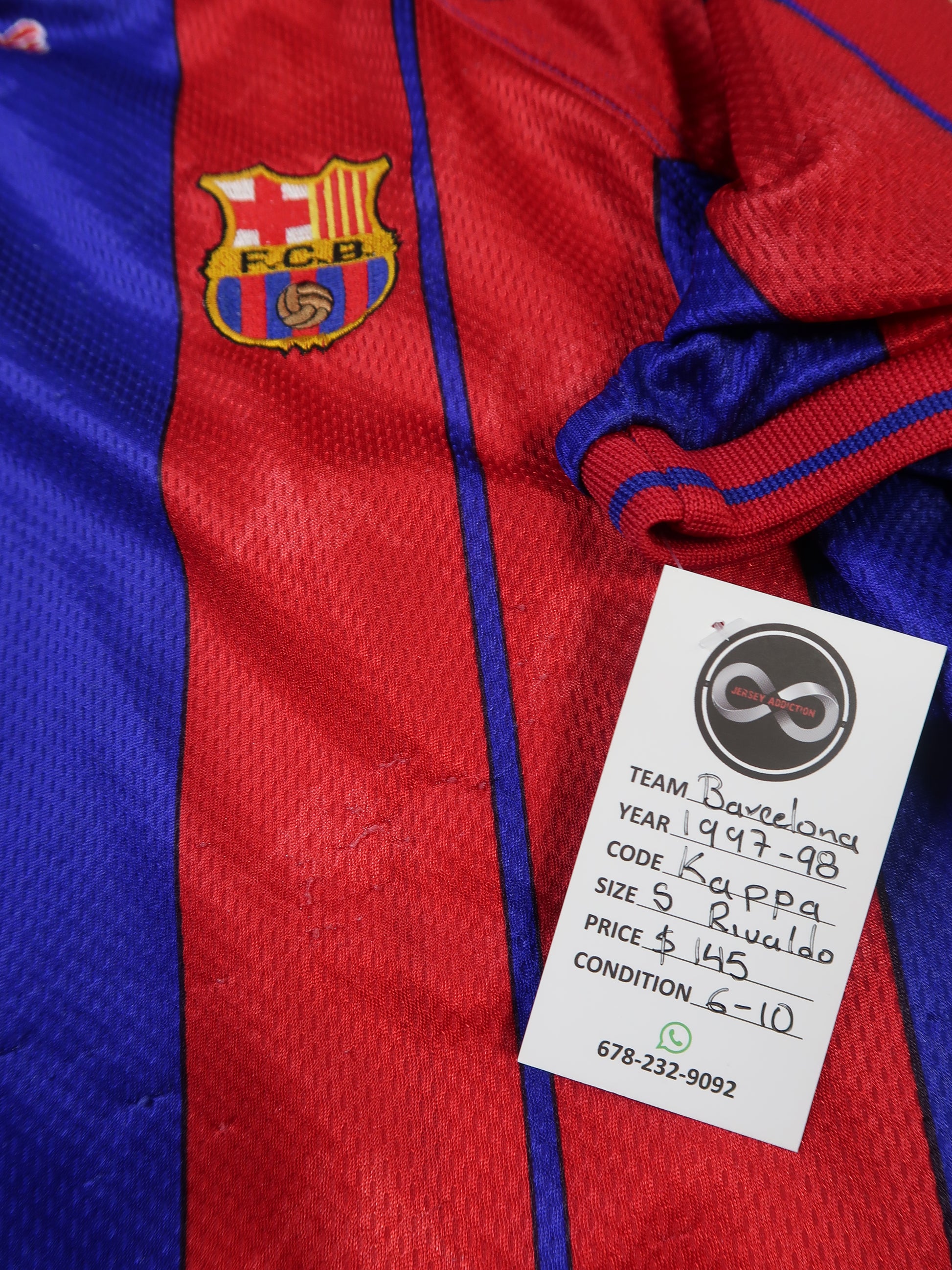 1997-98 Barcelona Rivaldo 11 Home Jersey tag
