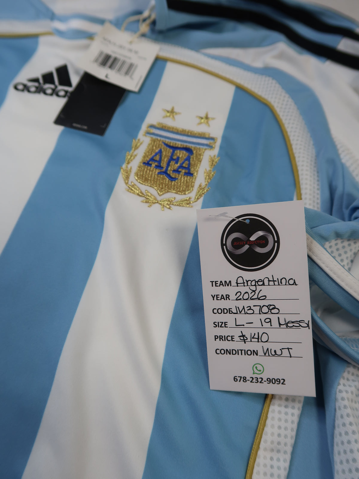 2026 Argentina Messi 19 Home Jersey / Large / NWT
