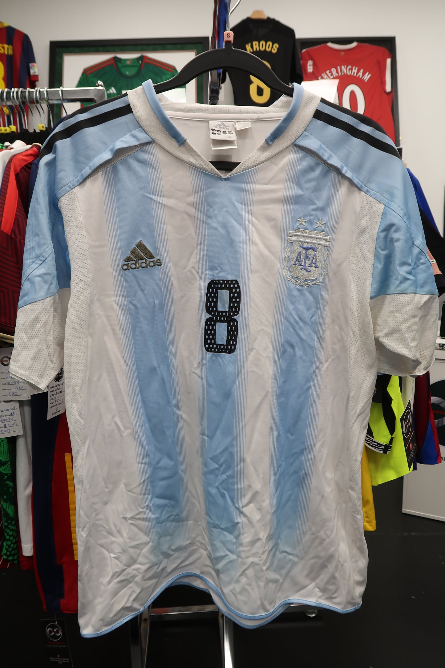 2004 Argentina Riquelme 8 Home Jersey front